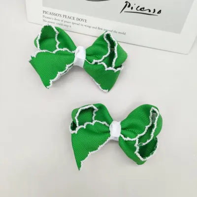 Kids Girls Hook Edge Three-Dimensional Ribbon Bow Thread Hairpin