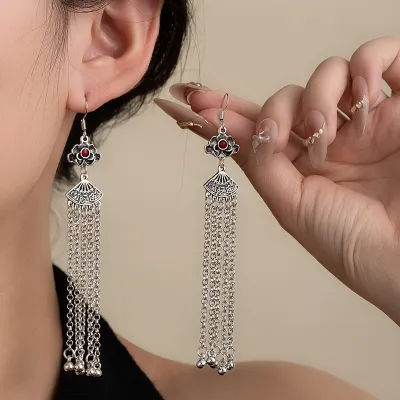Women Fashion Elegant Long Tassel Earrings