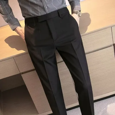 Men's Fashion Casual Solid Color Business Straight Pants