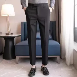 Men's Fashion Casual Solid Color Business Straight Pants