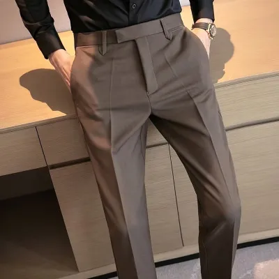 Men's Fashion Casual Solid Color Business Straight Pants