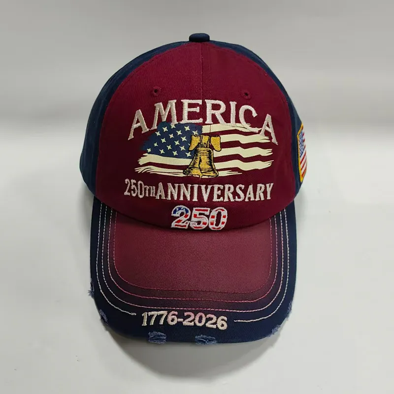 American 250th Anniversary Embroidered Cotton Baseball Cap Leisure Sports Style Dome