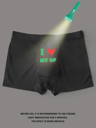 Men's Fashion Valentine's Day Printed Thin Mid-Waist Underpants Polyester