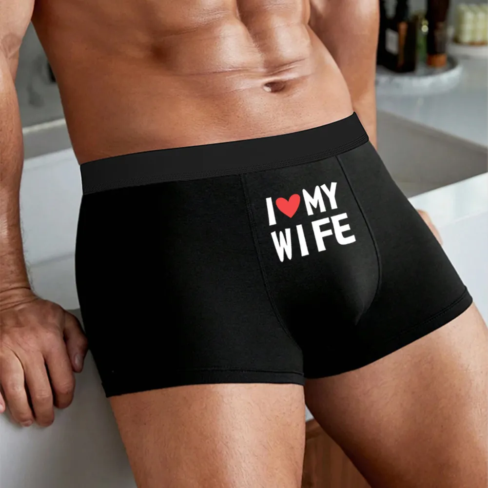 Men's Fashion Valentine's Day Printed Thin Mid-Waist Underpants Polyester