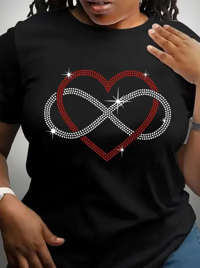 Women Fashion Casual Valentine'S Day Love Printed Short-Sleeve T-Shirt