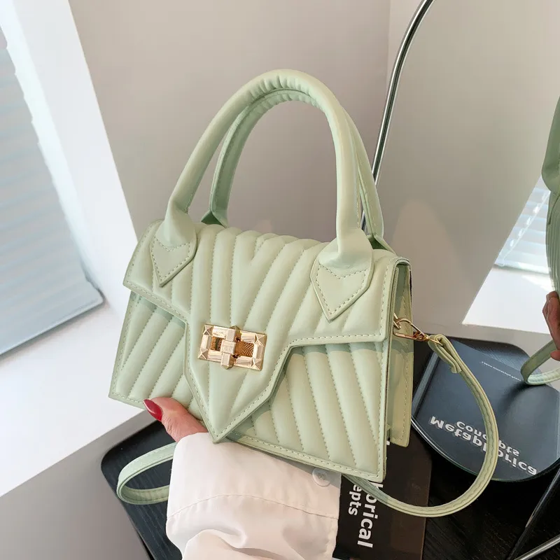 Women Fashion Casual Solid Color Small Square Handbag PU