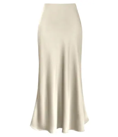 Women Fashion Elegant Solid Color Satin High Waist A-Line Skirt