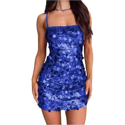 Women Fashion Sequin Sling Party Dress