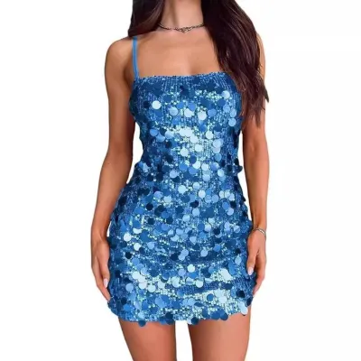 Women Fashion Sequin Sling Party Dress