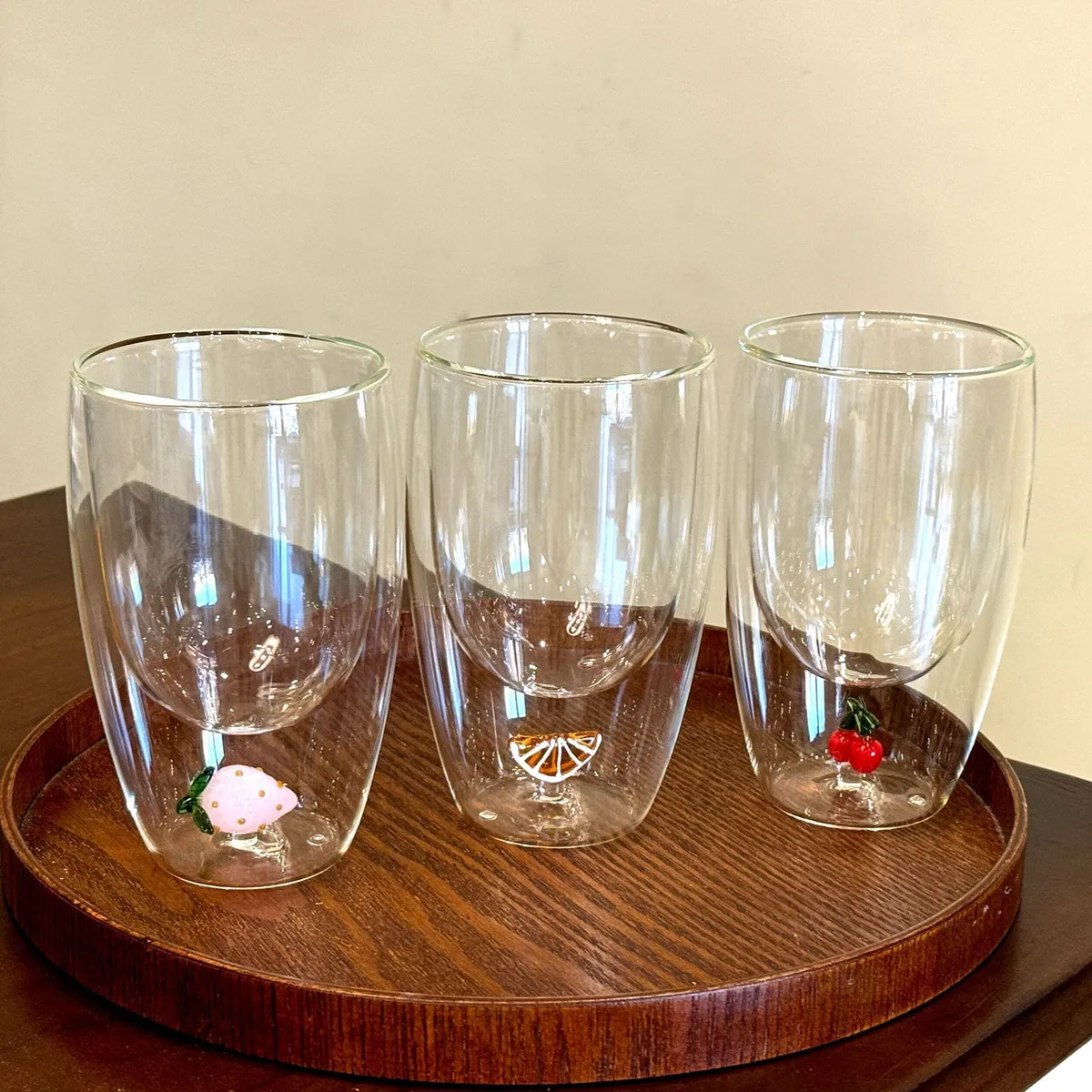 Creative Fruit Shape Double Glass Cup for Water High Borosilicate Glass Modern Simplicity Cartoon Style