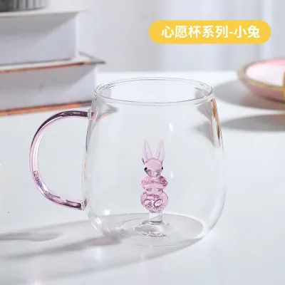 Fashion Creative 3D Cartoon Animal High Borosilicate Glass Cup with Handle