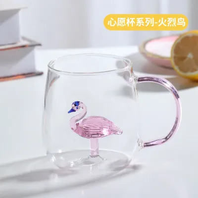 Fashion Creative 3D Cartoon Animal High Borosilicate Glass Cup with Handle