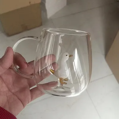 Fashion Creative 3D Cartoon Animal High Borosilicate Glass Cup with Handle