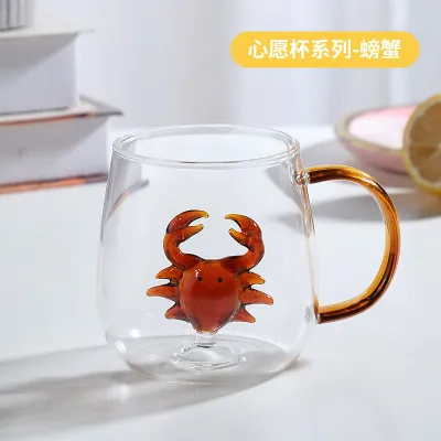 Fashion Creative 3D Cartoon Animal High Borosilicate Glass Cup with Handle