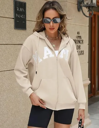 Mama Printed Women Zip-Up Hoodie