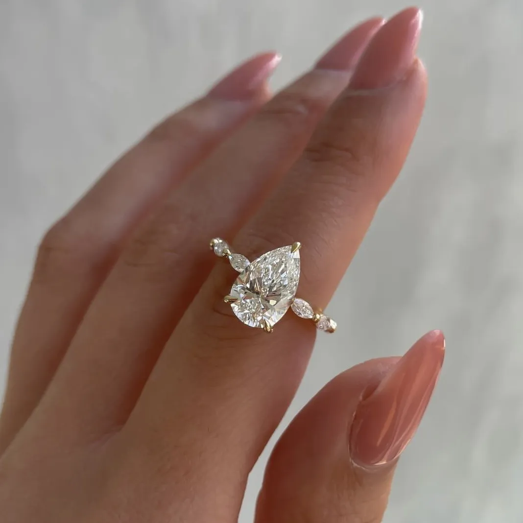 Fashion Zircon Water Drop Ring for Women