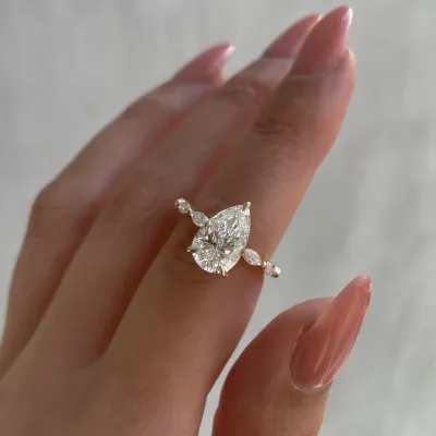Fashion Zircon Water Drop Ring for Women