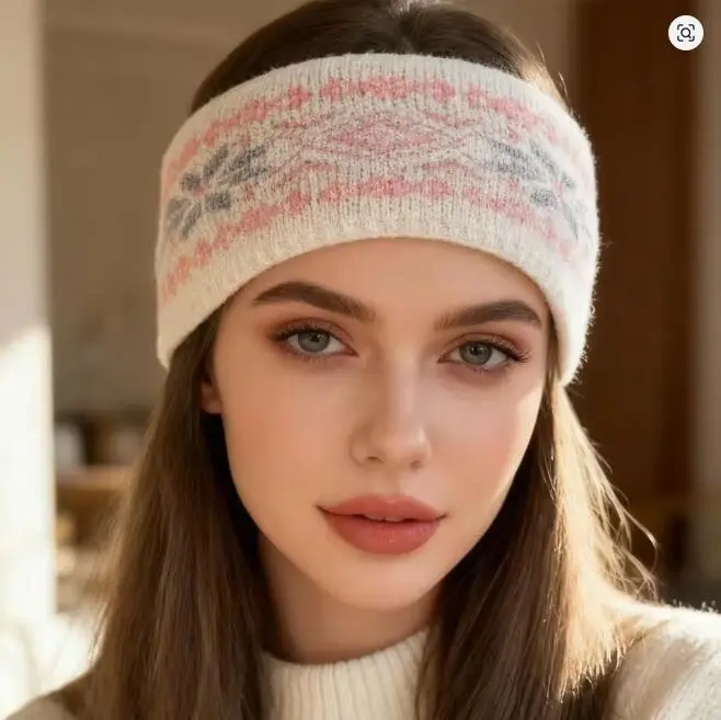Autumn Winter Color-Matching Knit Star Plaid Headband Instagram Wind