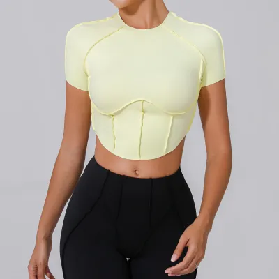 Women Yoga Quick-Drying Crop Top Short Sleeve
