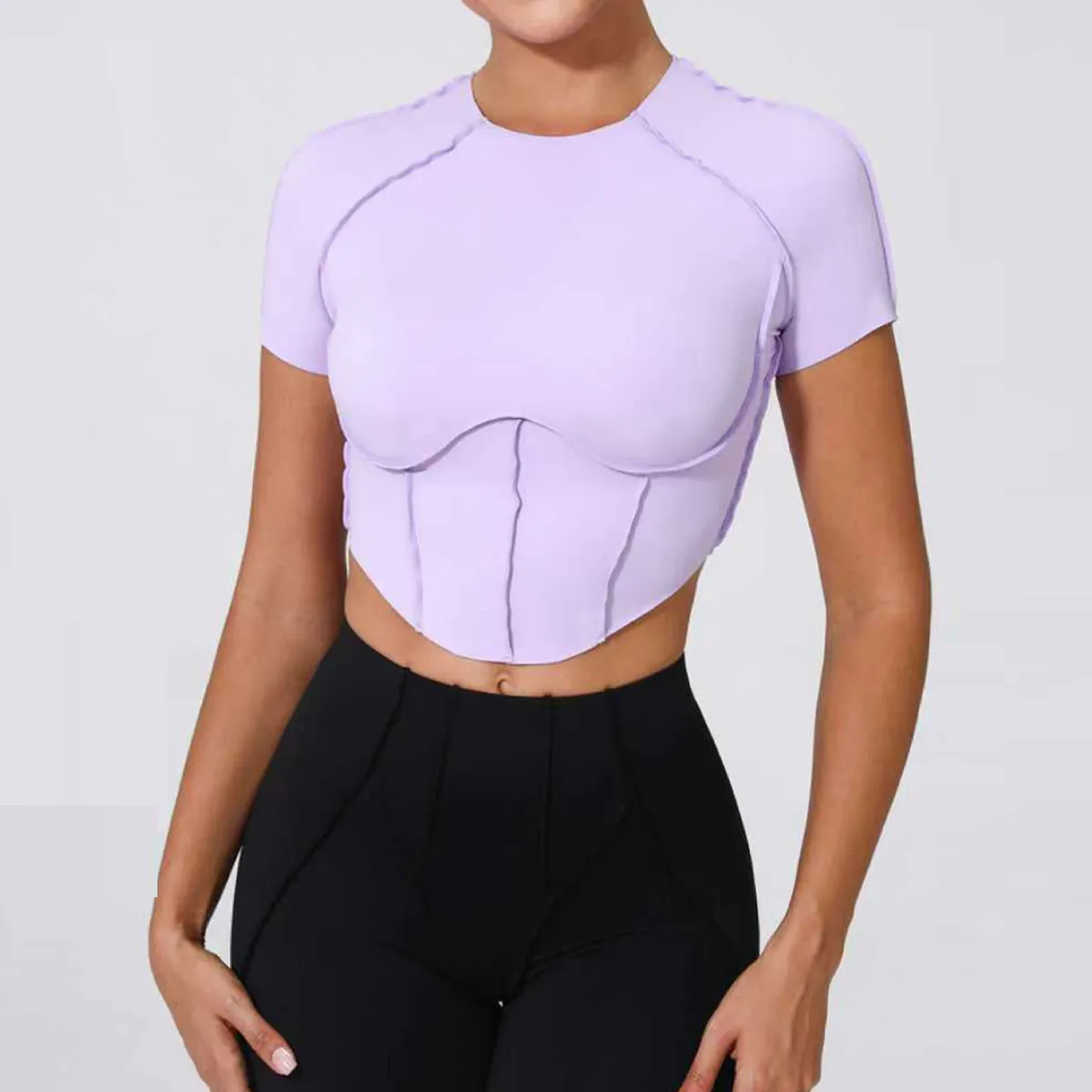 Women Yoga Quick-Drying Crop Top Short Sleeve