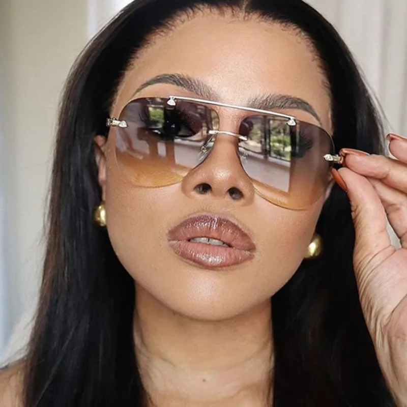 Frameless Women Metal Sunglasses Goggles Fashion Commuter