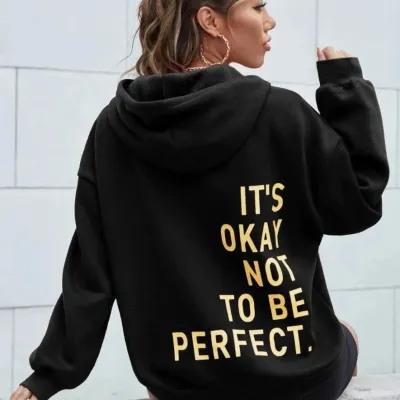 Women Casual Letter-Print Loose Hoodie