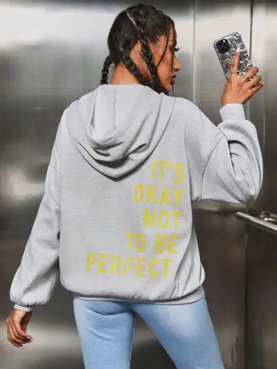 Women Casual Letter-Print Loose Hoodie