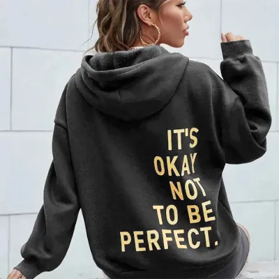 Women Casual Letter-Print Loose Hoodie