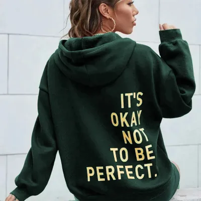 Women Casual Letter-Print Loose Hoodie