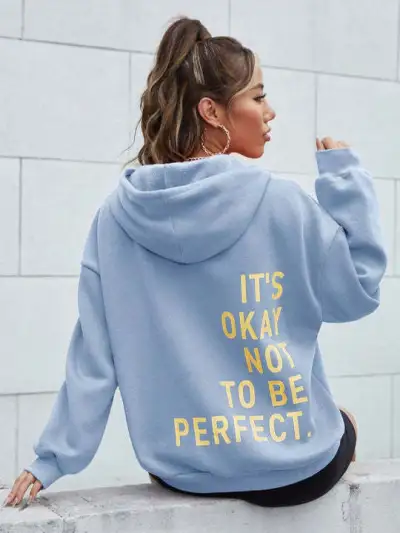 Women Casual Letter-Print Loose Hoodie
