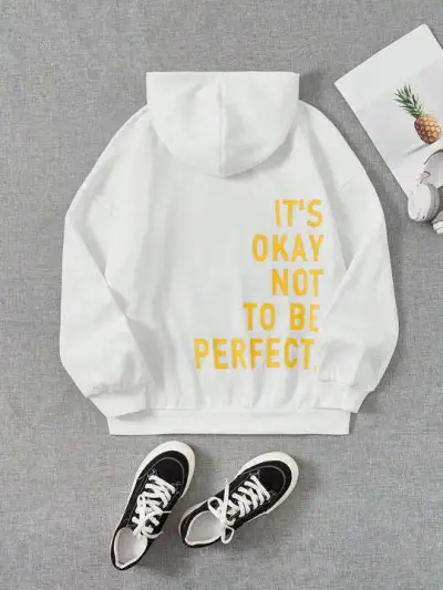Women Casual Letter-Print Loose Hoodie