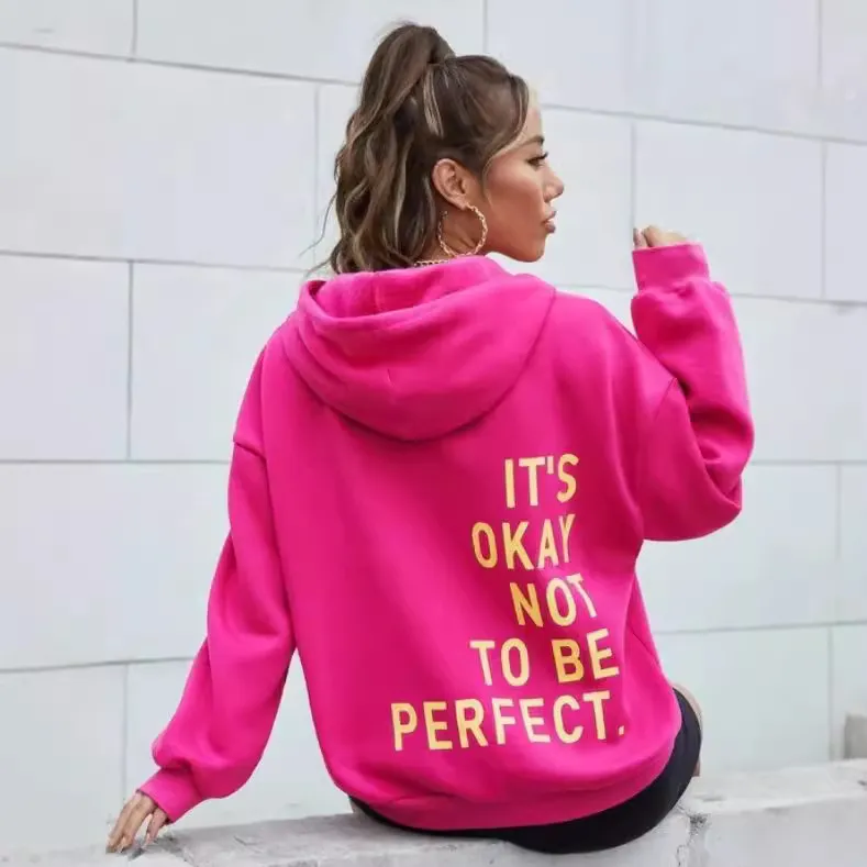 Women Casual Letter-Print Loose Hoodie