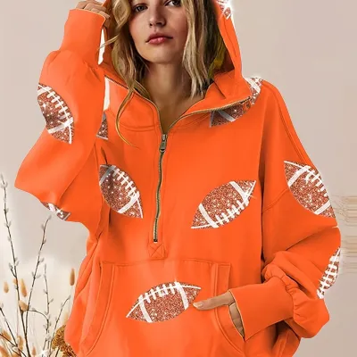 Women Fashion Print Zip-Up Hoodie Sleeveless Chenille