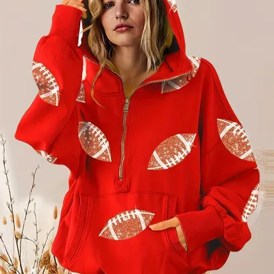 Women Fashion Print Zip-Up Hoodie Sleeveless Chenille