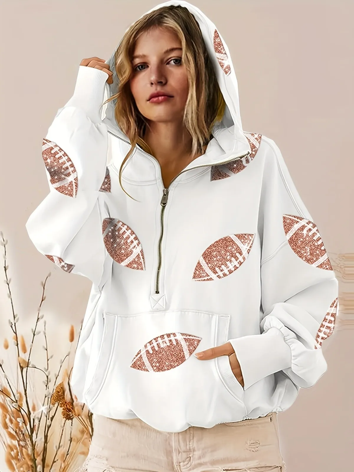 Women Fashion Print Zip-Up Hoodie Sleeveless Chenille