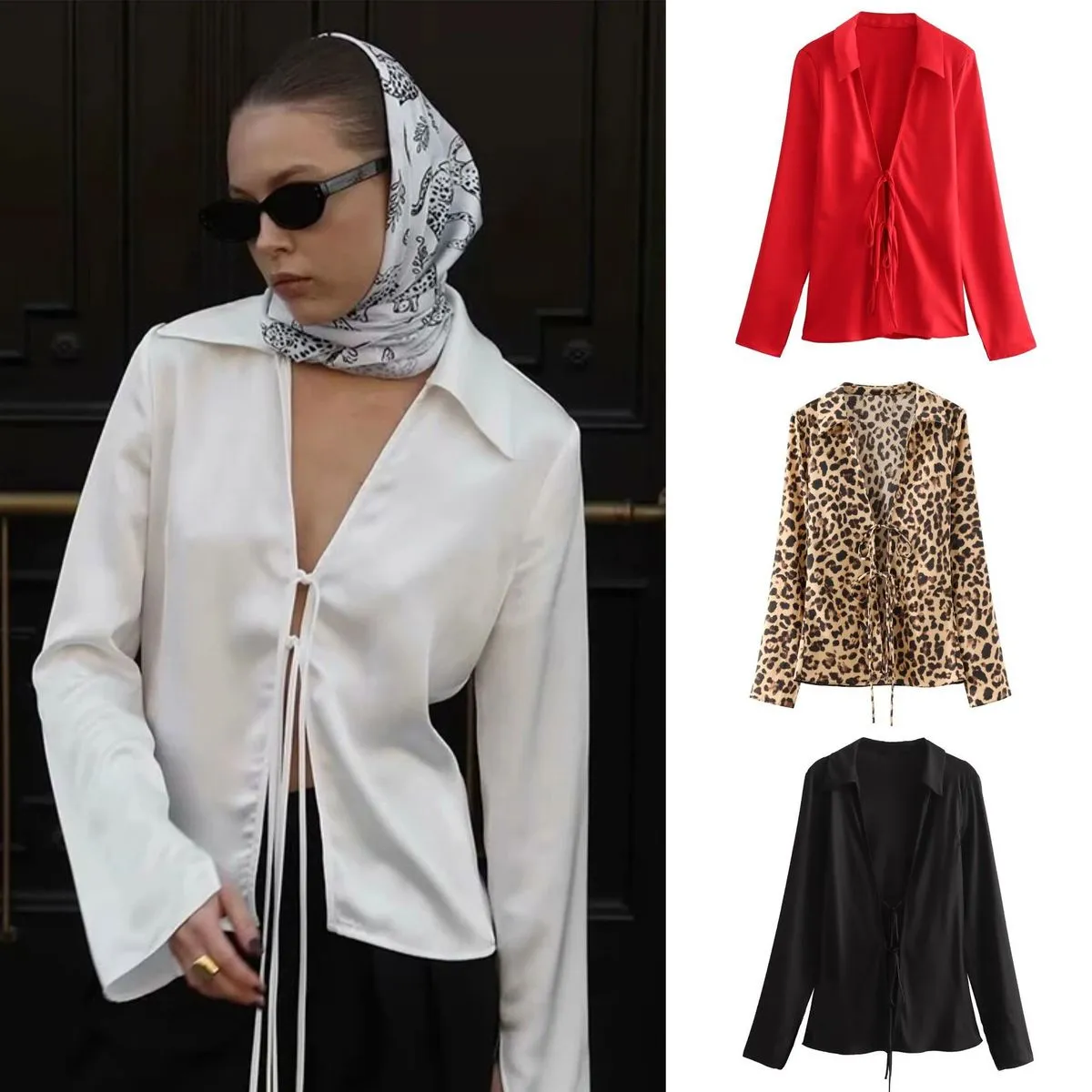 Women's Chenille Lapel Blouse Street Hipster Pullover