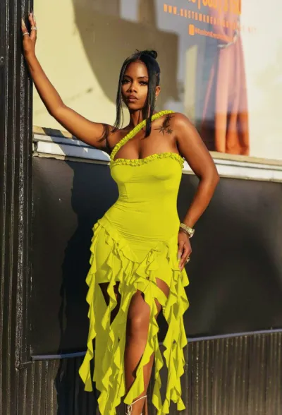 Women Sexy Halter-Neck Backless Tassel Midi Dress Solid Color