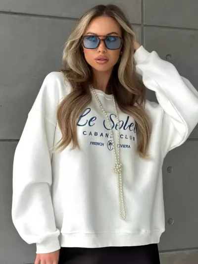 Women Casual Letter Printed Thickened Loose Sweatshirt for Autumn Winter