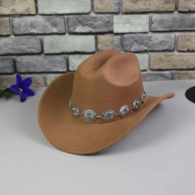 Fashion Casual Western Cowboy Solid Color Metal Hollow Chain Hat