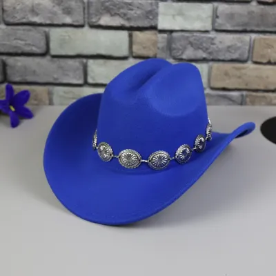 Fashion Casual Western Cowboy Solid Color Metal Hollow Chain Hat