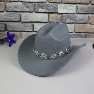 Fashion Casual Western Cowboy Solid Color Metal Hollow Chain Hat