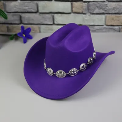 Fashion Casual Western Cowboy Solid Color Metal Hollow Chain Hat