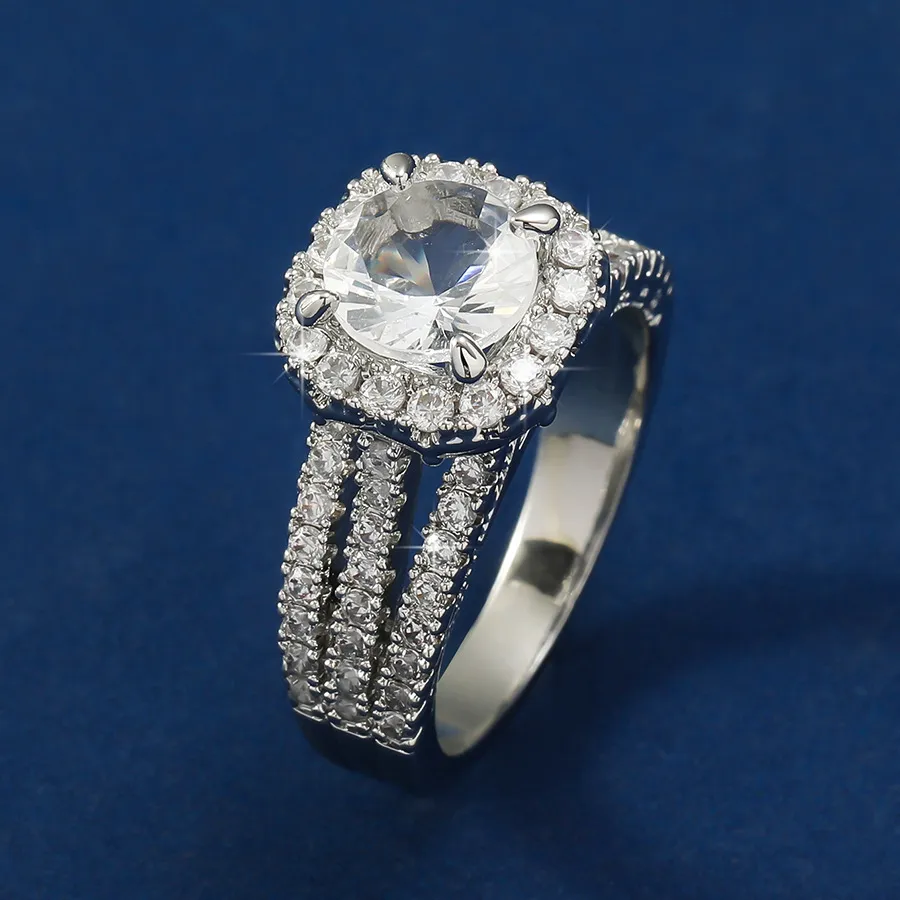 Women Fashion Simple Solid Color Rhinestone Geometry Ring Copper