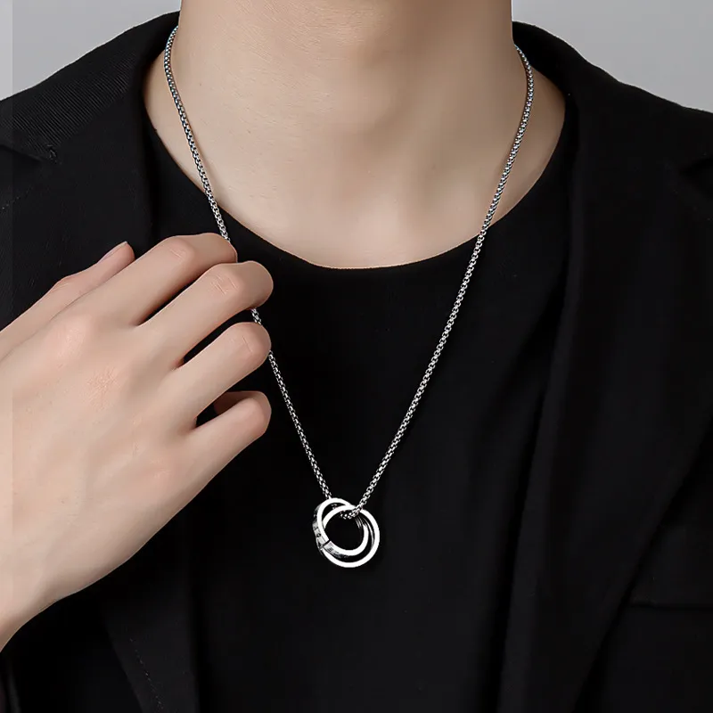 Men's Fashion Simple U-Shape Pendant Chain Stainless Steel Necklace