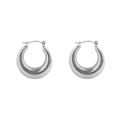 Women's Fashion Simple Oval Gold Plated Stainless Steel Earrings