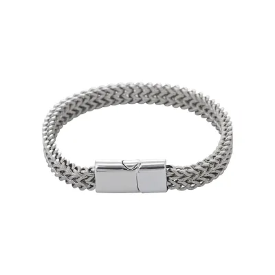 Men Fashion Simple Punk Stainless Steel 8*4mm Fish Scale Bracelet