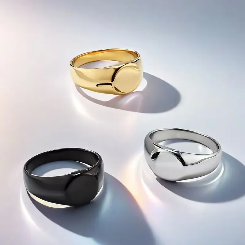 Fashion Simple Round Smooth Stainless Steel Rings