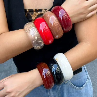 Women Fashion Simple Exaggerated Acrylic Wide Bracelet