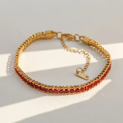 Women Fashion Simple Multicolor Rhinestone Chain Bracelet