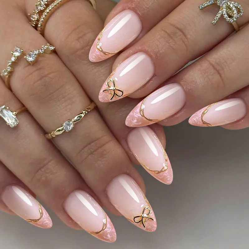 Fashion White Skinning Bowknot Wear Armor Removable Fake Marble Nails
